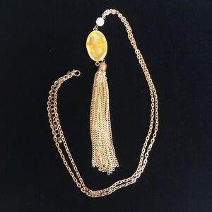 Vintage Gemstone Tassel Sweater Necklace